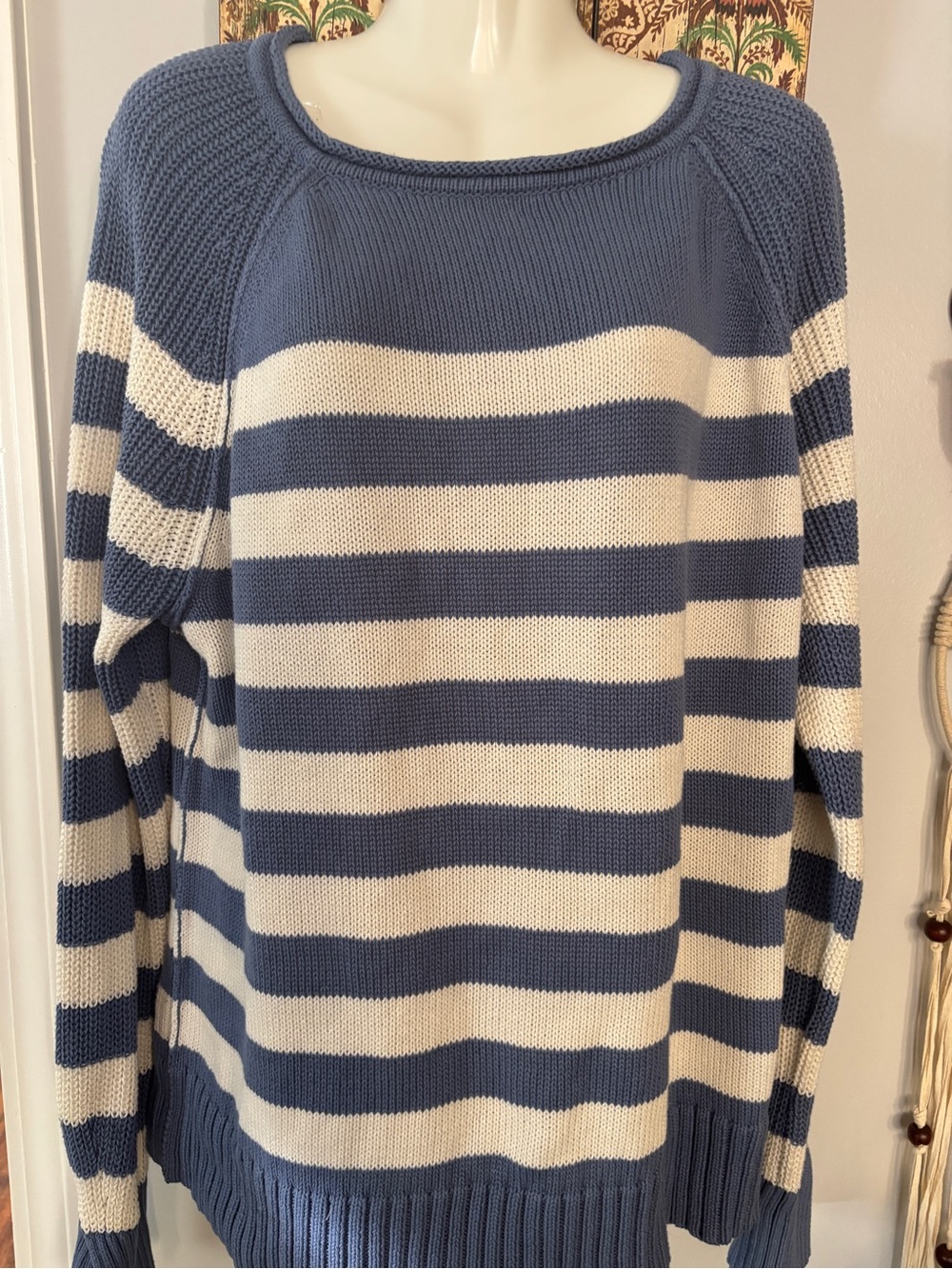 Aerie Blue and White striped sweater oversized- S/P. NWOT